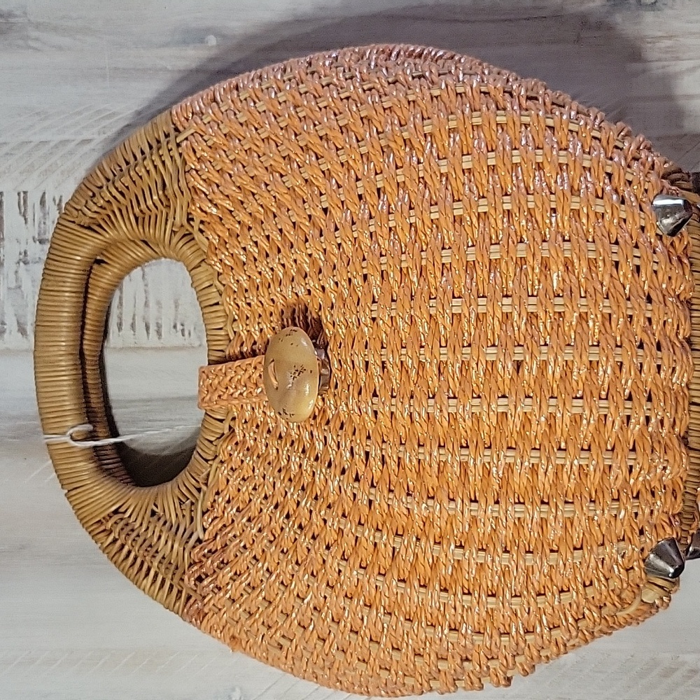 Vintage Orange Basket Woven Purse